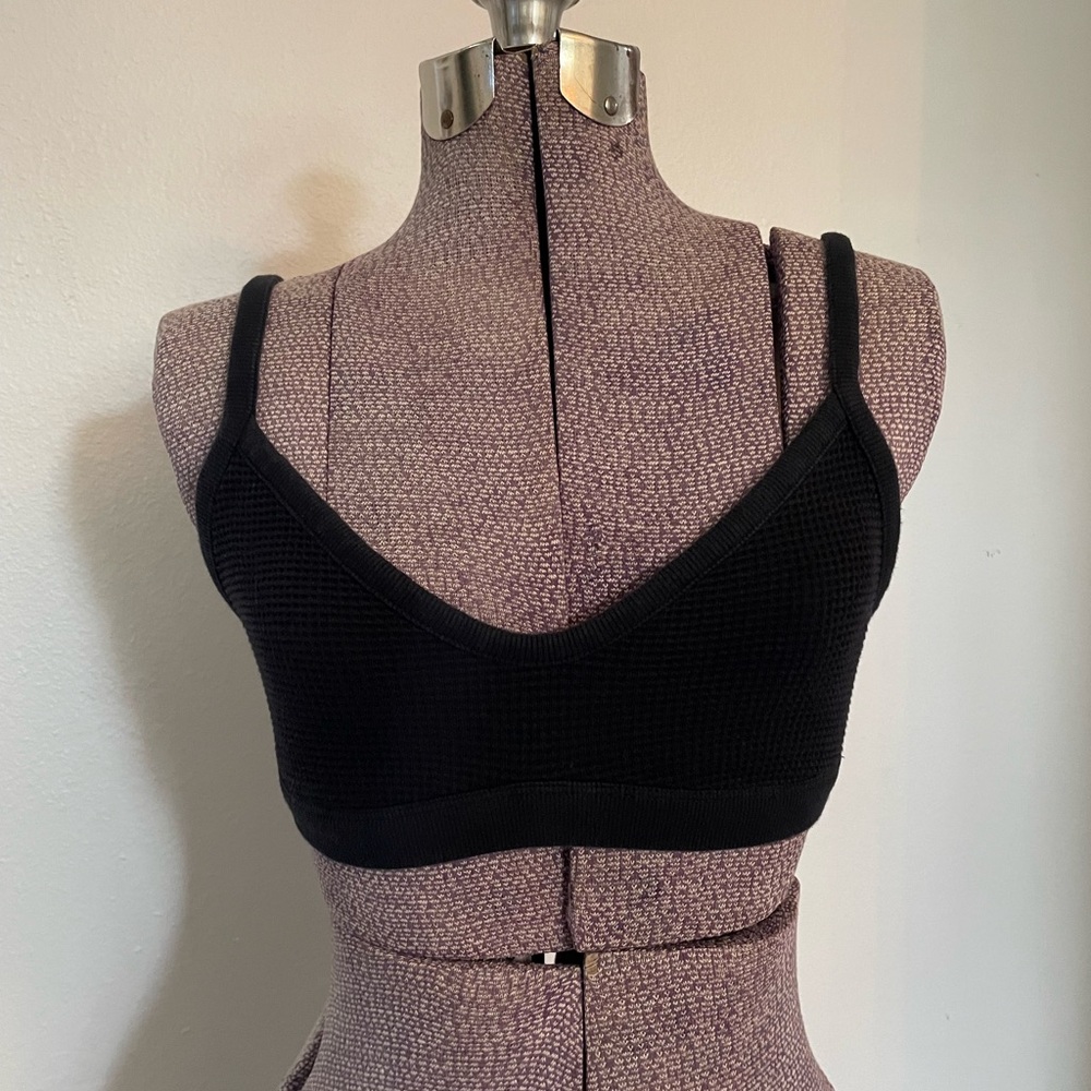 NEGATIVE Waffle Knit Lounge Bralette in Black